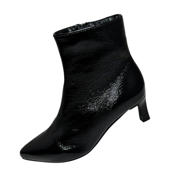 LA CANADIENNE  Amely 50MM Patent Leather Kitten-Heel Booties 6.5 NEW $535 - Picture 1 of 6